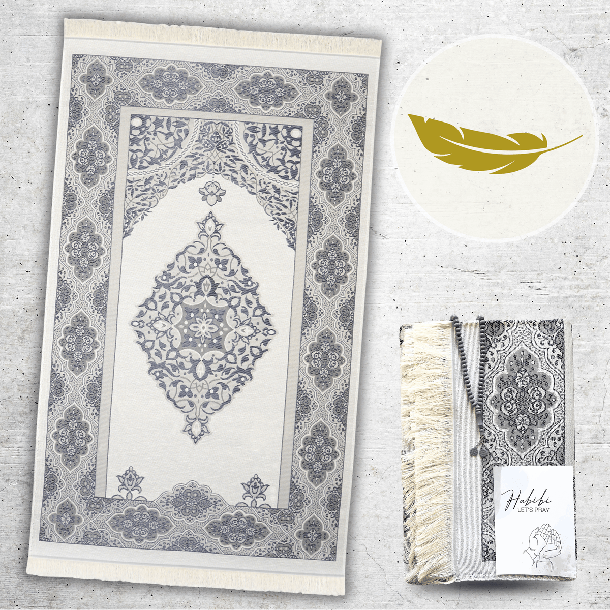 Imanpaper® Gebetsteppich inkl. Tesbih - Extra Leicht - Dicht Gewebt
