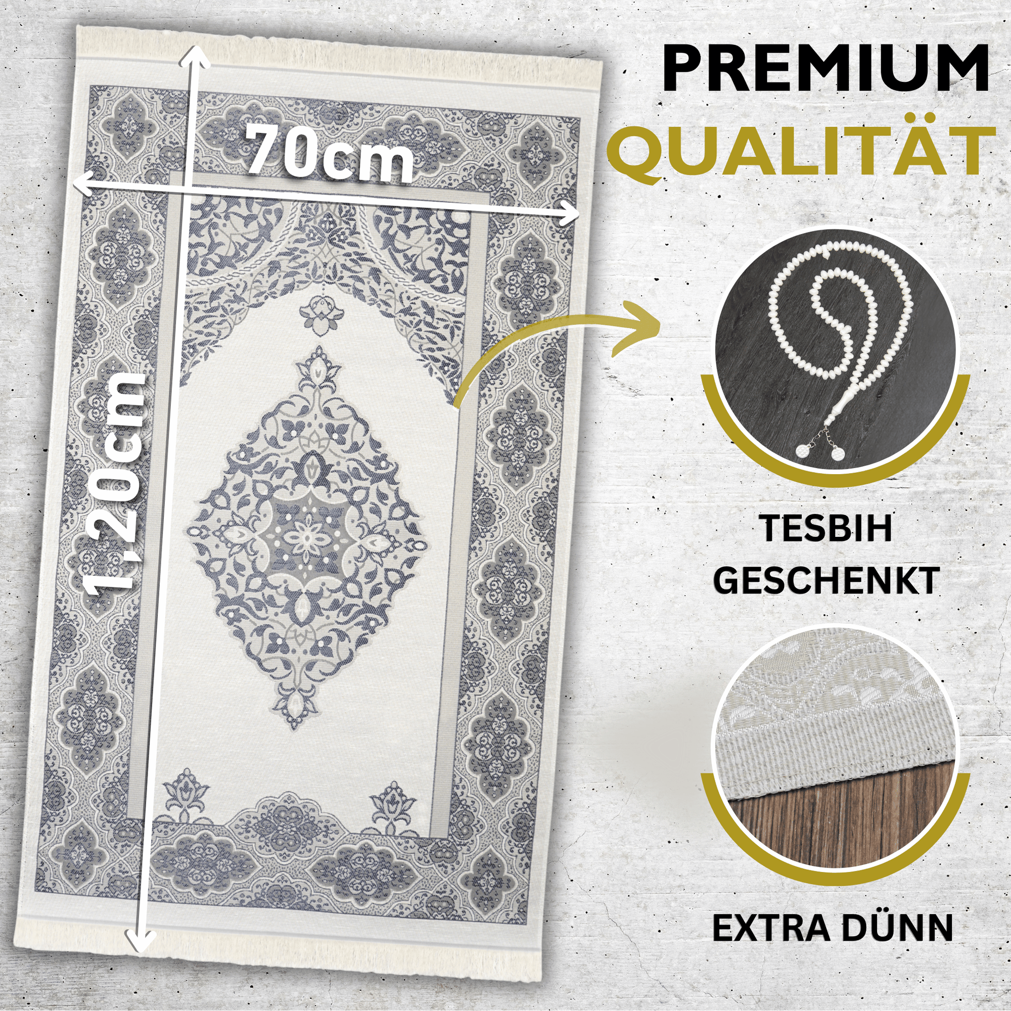 Imanpaper® Gebetsteppich Geschenk-Set - Gebetsteppich, Miswak & Yasin Hardcover