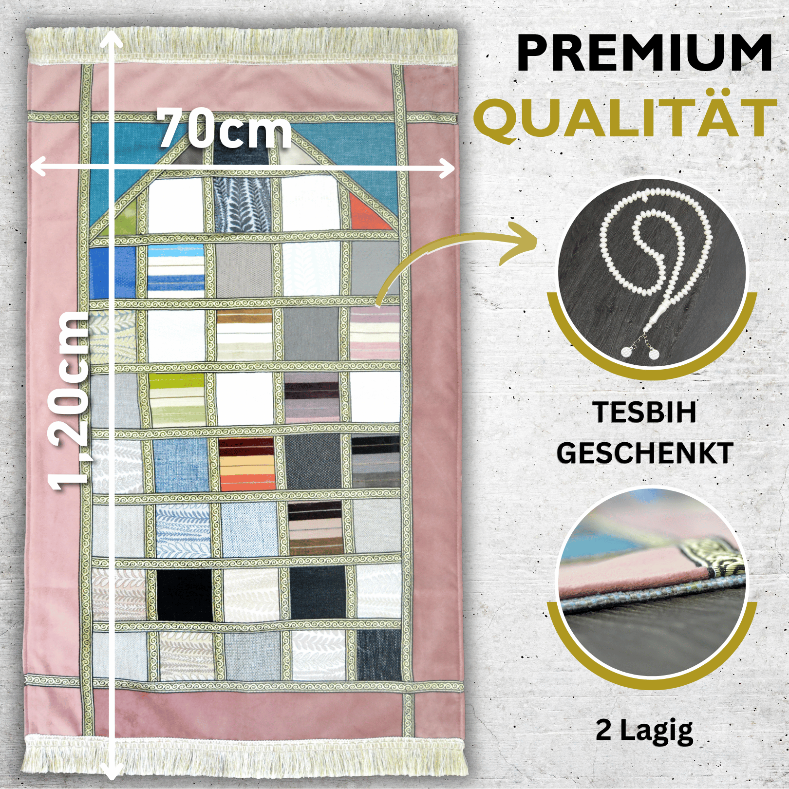 Imanpaper® Gebetsteppich Karo Handmade - Hochwertig verarbeitet
