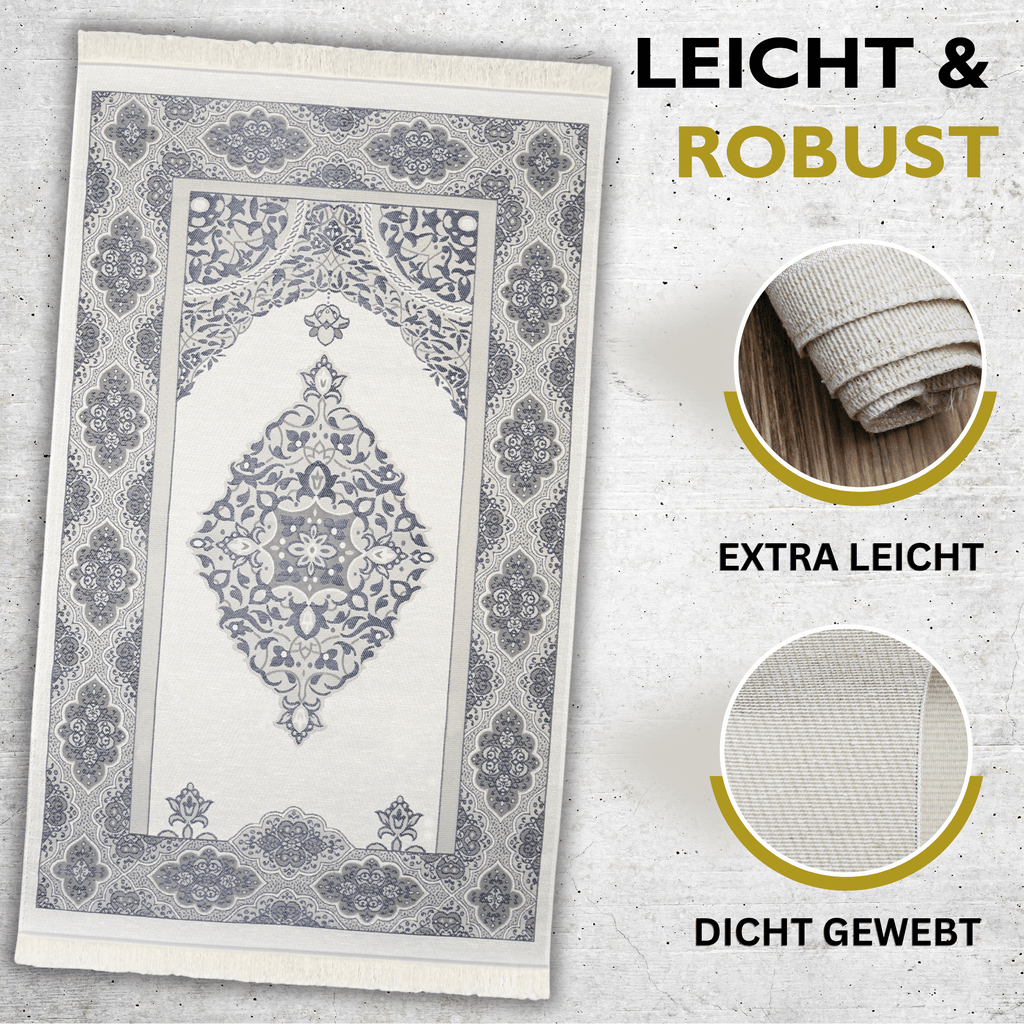 Imanpaper® Gebetsteppich inkl. Tesbih - Extra Leicht - Dicht Gewebt